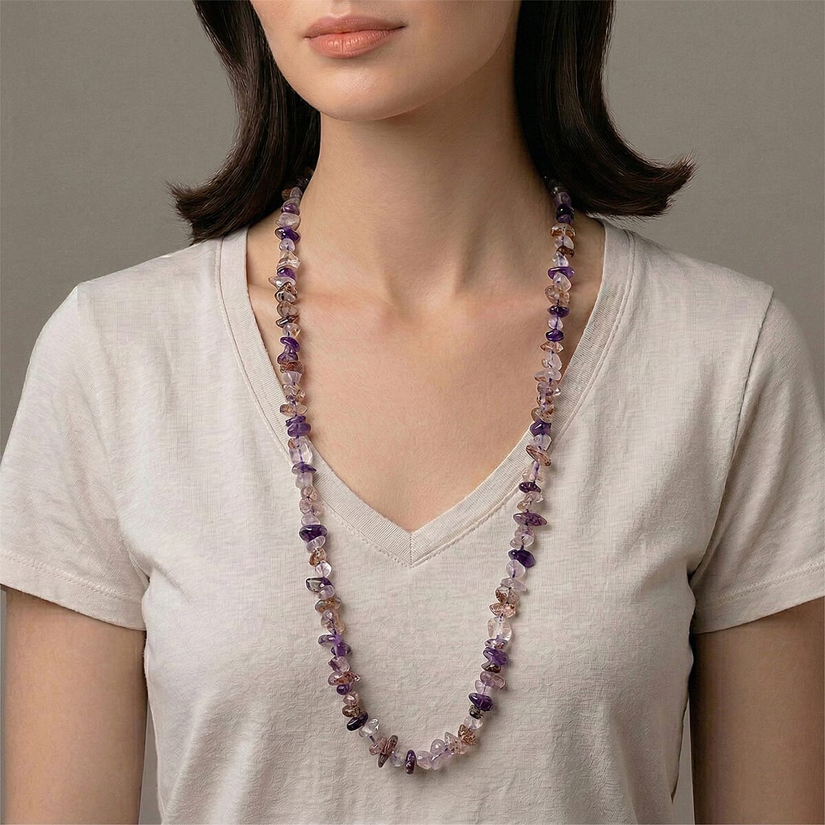 Cacoxenite Chips Necklace (Size - 32) 353.00 Ct. V32512333 2