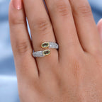 Calabar Tourmaline & Natural Zircon Bypass Ring in 18K Vermeil Yellow Gold Plated Sterling Silver 1.60 Ct