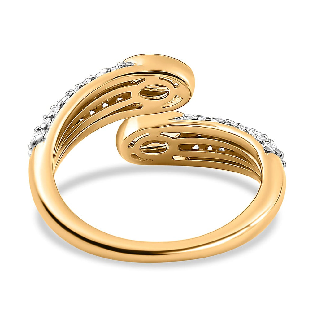 Calabar Tourmaline & Natural Zircon Bypass Ring in 18K Vermeil Yellow Gold Plated Sterling Silver 1.60 Ct