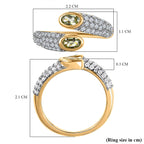 Calabar Tourmaline & Natural Zircon Bypass Ring in 18K Vermeil Yellow Gold Plated Sterling Silver 1.60 Ct