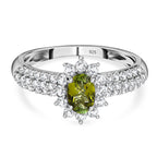 Calabar Tourmaline & Natural Zircon Ring in Platinum Overlay Sterling Silver 1.30 Ct
