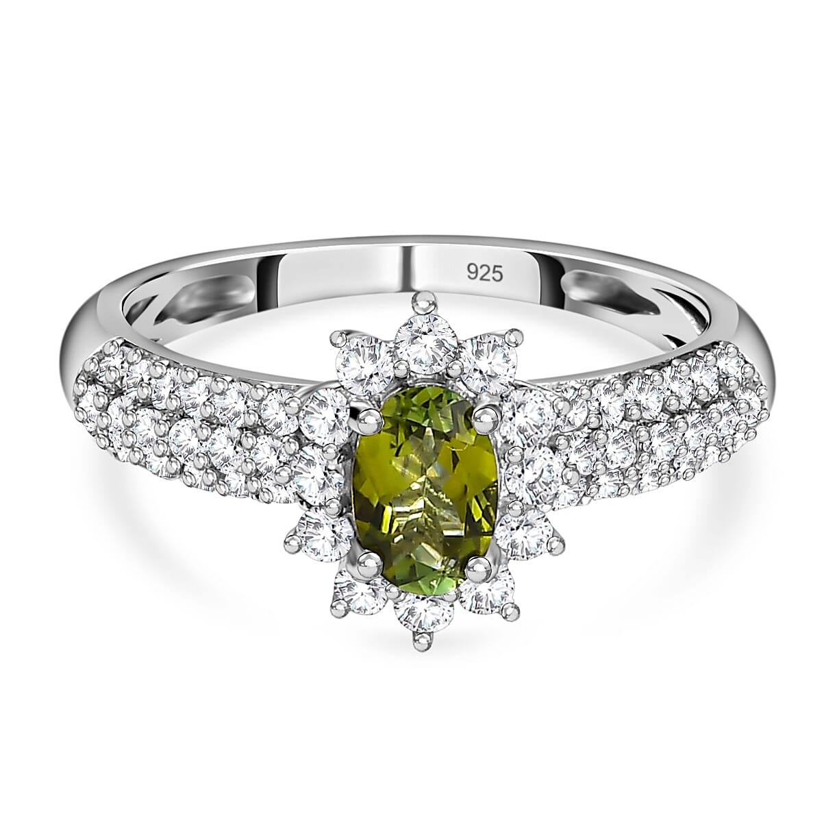 Calabar Tourmaline &amp; Natural Zircon Ring in Platinum Overlay Sterling Silver 1.30 Ct 7621164 0