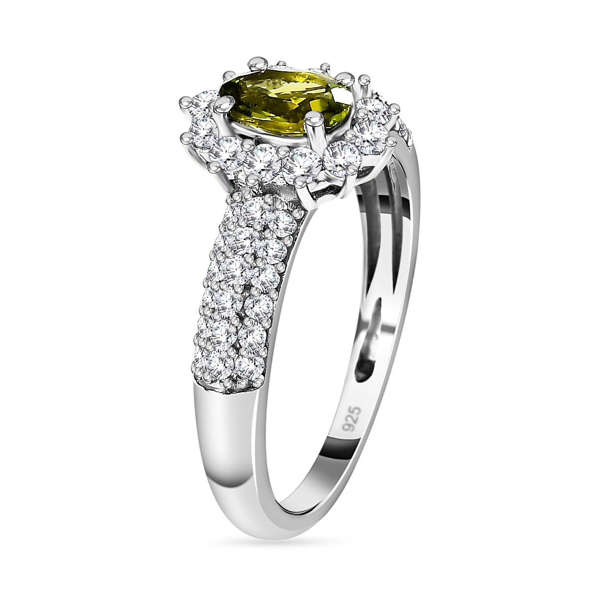 Calabar Tourmaline &amp; Natural Zircon Ring in Platinum Overlay Sterling Silver 1.30 Ct 7621164 3