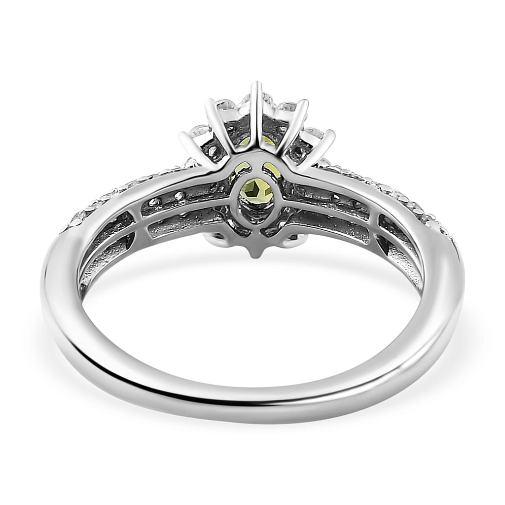 Calabar Tourmaline & Natural Zircon Ring in Platinum Overlay Sterling Silver 1.30 Ct