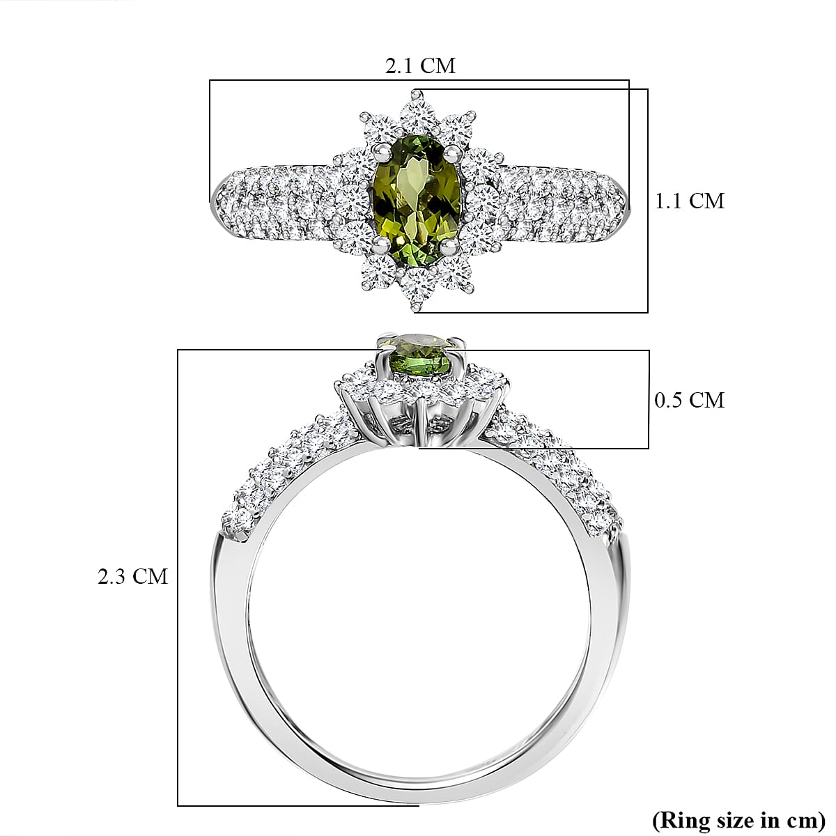 Calabar Tourmaline &amp; Natural Zircon Ring in Platinum Overlay Sterling Silver 1.30 Ct 7621164 5