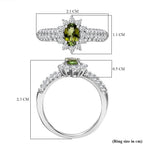 Calabar Tourmaline & Natural Zircon Ring in Platinum Overlay Sterling Silver 1.30 Ct