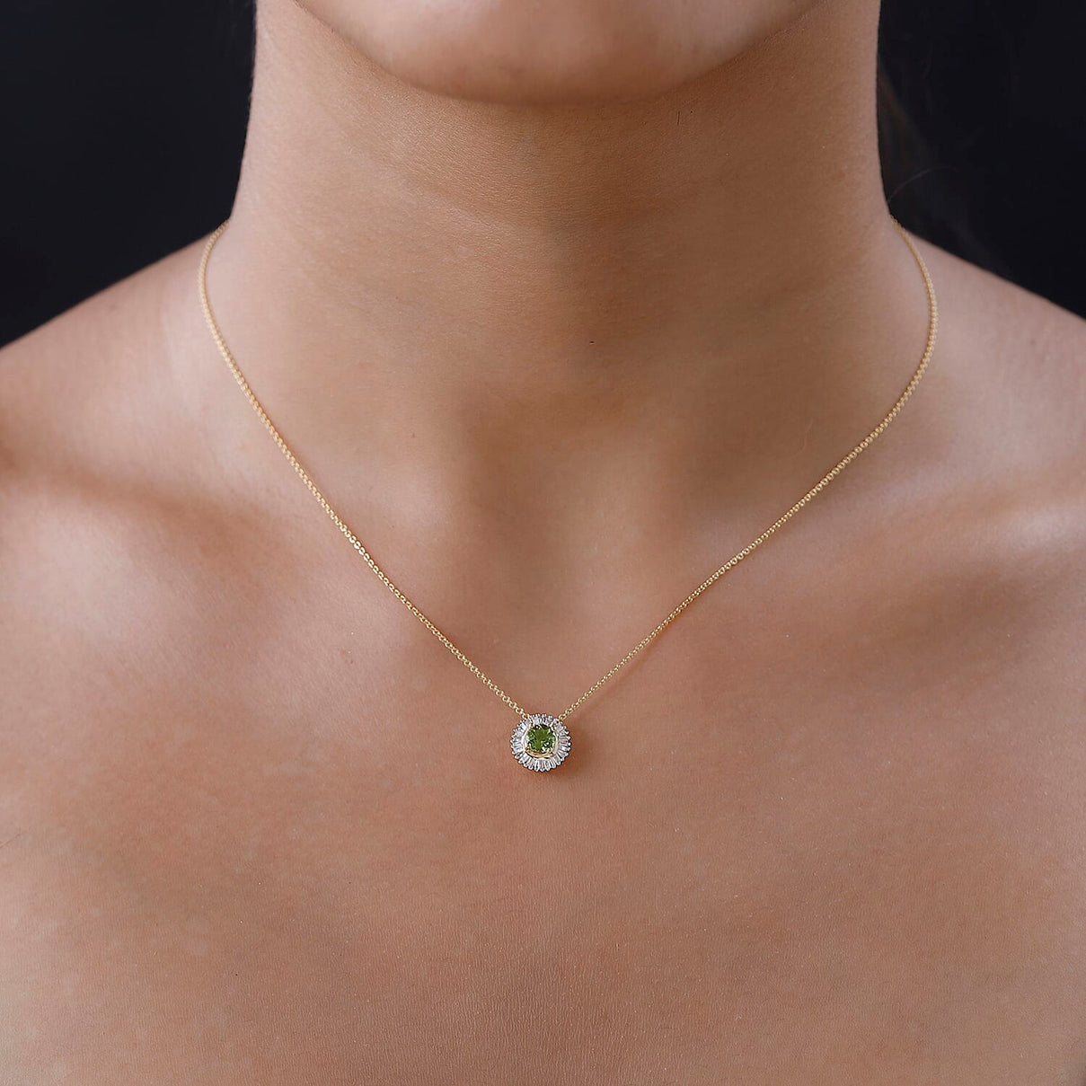 Calabar Tourmaline &amp; Diamond Halo Pendant with Chain (Size 20) in 18K Yellow Gold Vermeil Plated Sterling Silver 4215591 2