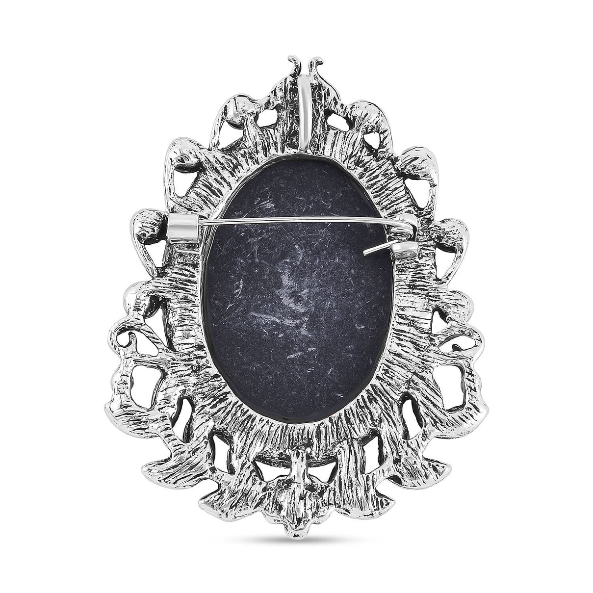 White Austrian Crystal Cameo Brooch in Antique Silver Tone 7639721 4