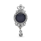 Cameo & White Austrian Crystal Brooch in Silver Tone