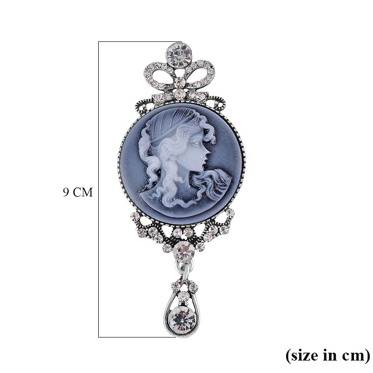 Cameo &amp; White Austrian Crystal Brooch in Silver Tone 7639819 5