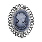 Cameo White Crystal  Brooch