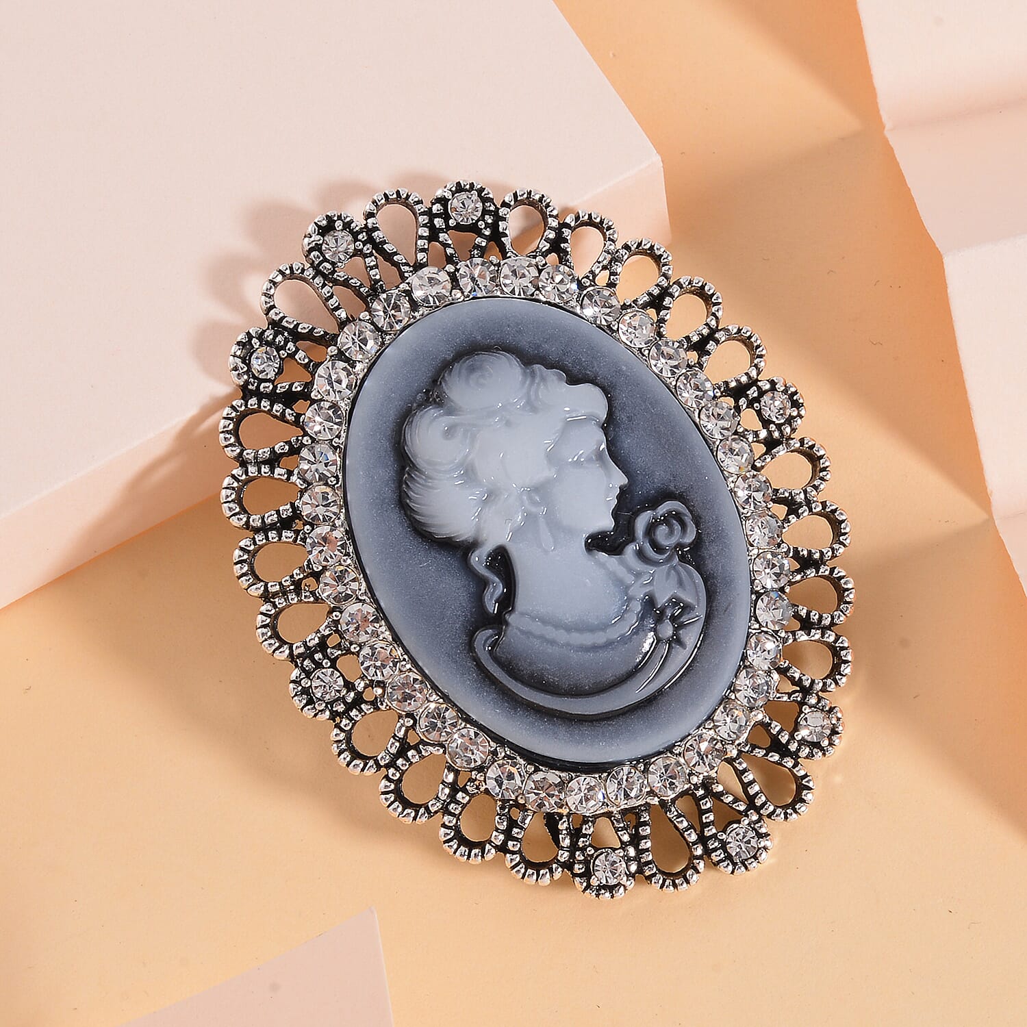 Lady Portrait Crystal Brooch 7639822 2