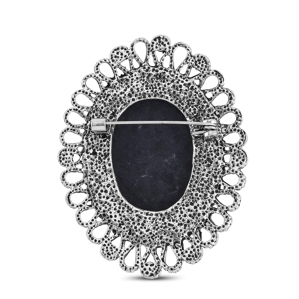 Cameo White Crystal  Brooch