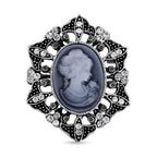 Cameo White Crystal Brooch