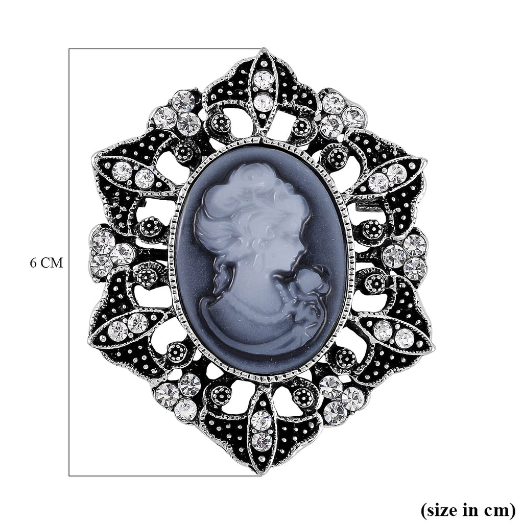 Cameo White Crystal Brooch