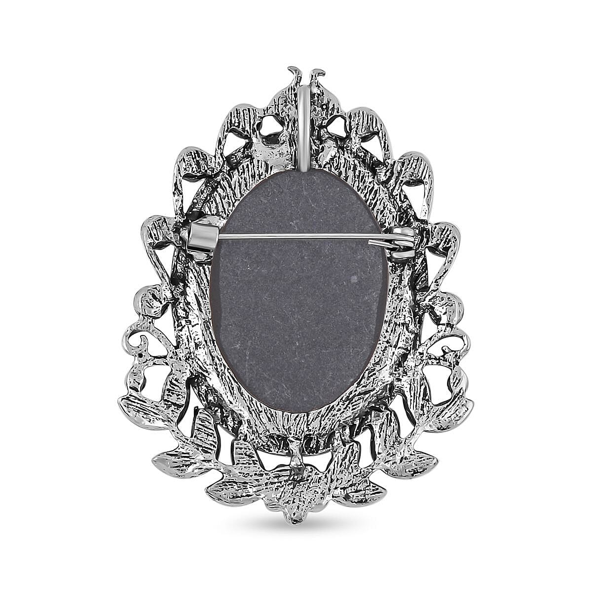 Cameo &amp; White Austrian Crystal Brooch in Antique Silver Tone 10.0 Ct 7490604 4