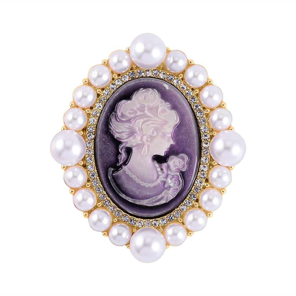 Cameo White Crystal Brooch