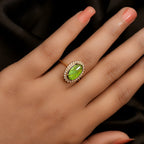 Canadian Ammolite (Ovl 12x7mm) and Diamond Ring in 14K Gold Overlay Sterling Silver 2.410 Ct.
