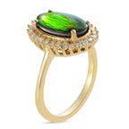 Canadian Ammolite (Ovl 12x7mm) and Diamond Ring in 14K Gold Overlay Sterling Silver 2.410 Ct.