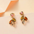 Opal Opulence - Peach, Welo, Yellow & Fire Opal Cluster Dangling Earring in 18K Vermeil Yellow Gold Plated Sterling Silver 1.16 Ct.