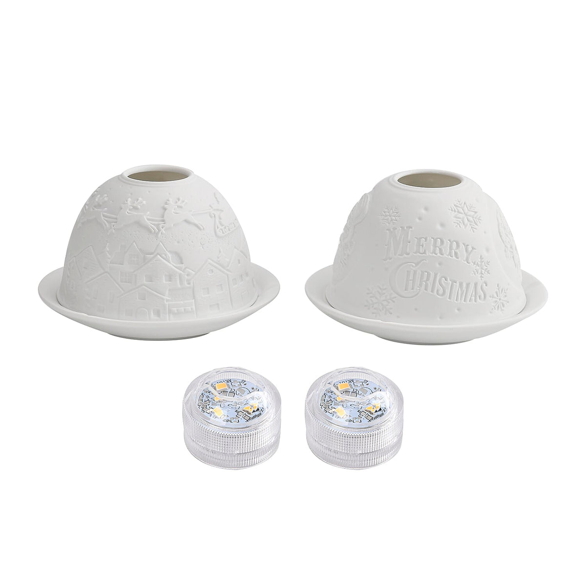 Porcelain Candle Holders with LED Light - Set of 2 V32701728 0