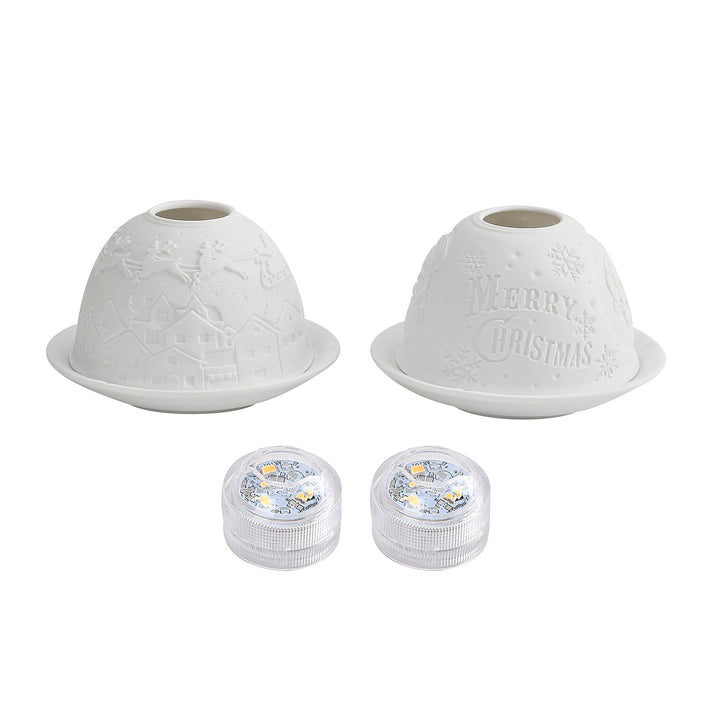 Porcelain Candle Holders with LED Light - Set of 2 V32732076 1