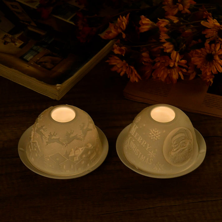 Porcelain Candle Holders with LED Light - Set of 2 V32732076 2