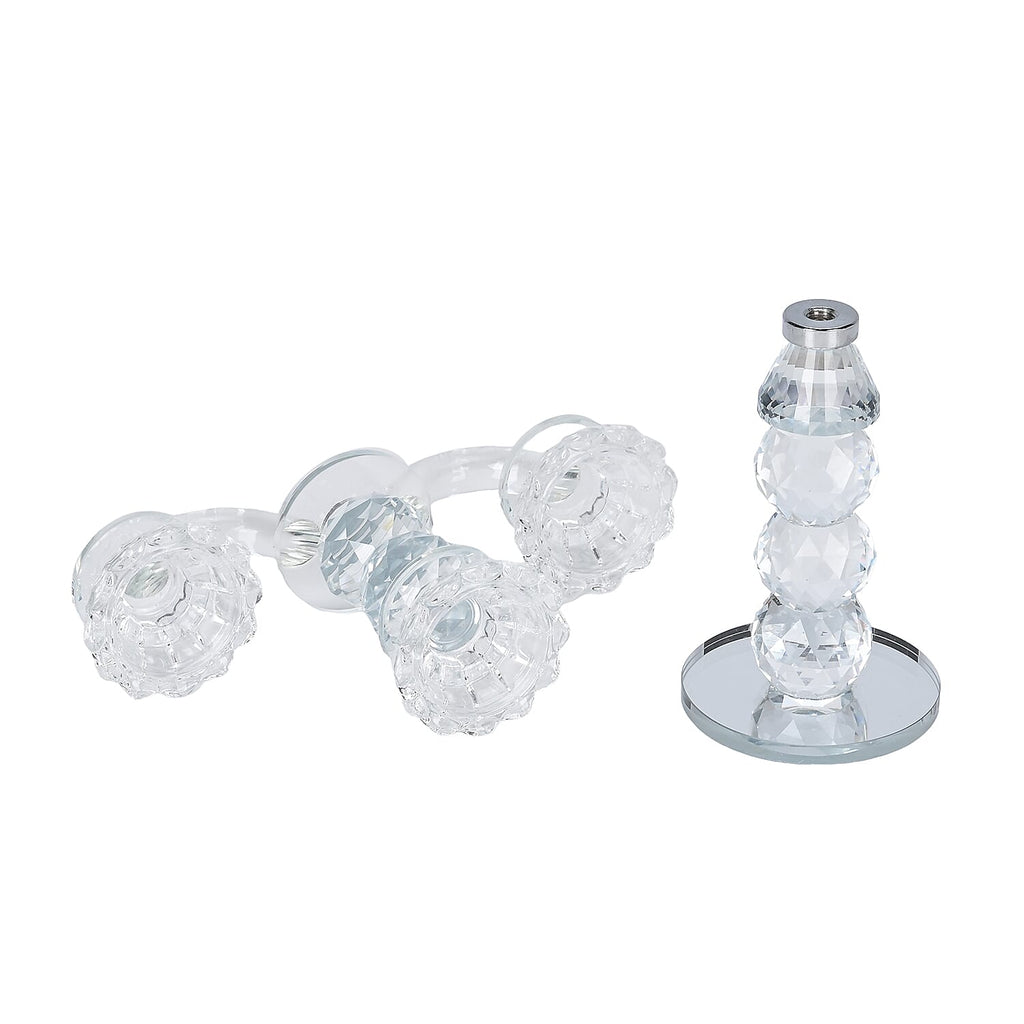 3 Arm Round Shaped Candle Holder - Transparent