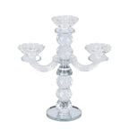 3 Arm Round Shaped Candle Holder - Transparent