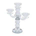 3 Arm Round Shaped Candle Holder - Transparent