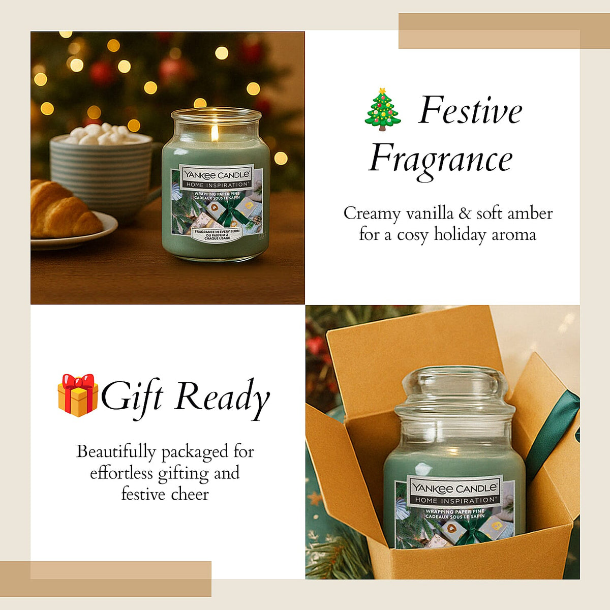 Yankee Candle Home Inspiration Glass Wrapping Paper Pine Candle (104g) 7982922 4