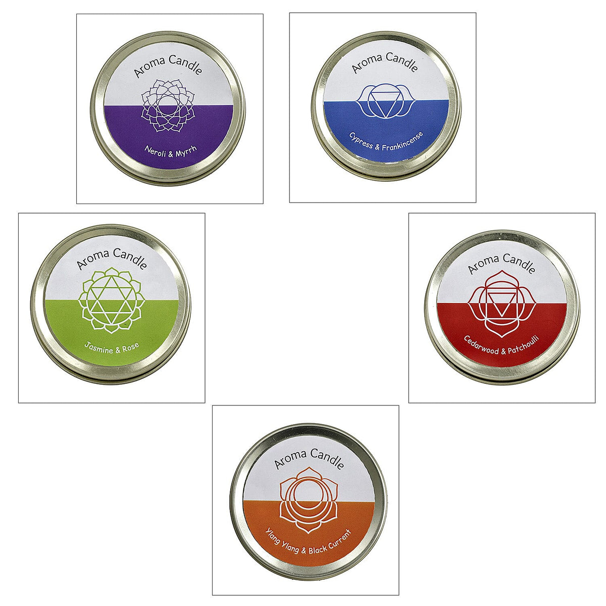 The Luxury Set of 5 Scented Gemstone Candle Fragrance Vanilla, Jasmine, Rose - Lemongrass - 45gm each V32577237 5