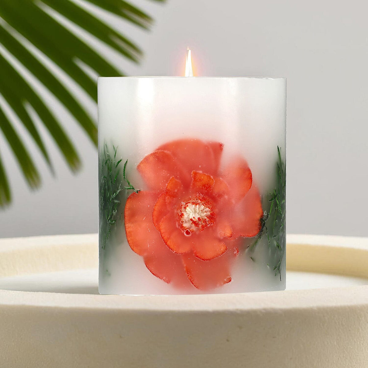 Botanical Pillar Candles with floral design (440 Gms) - Multi Color 7853534 2