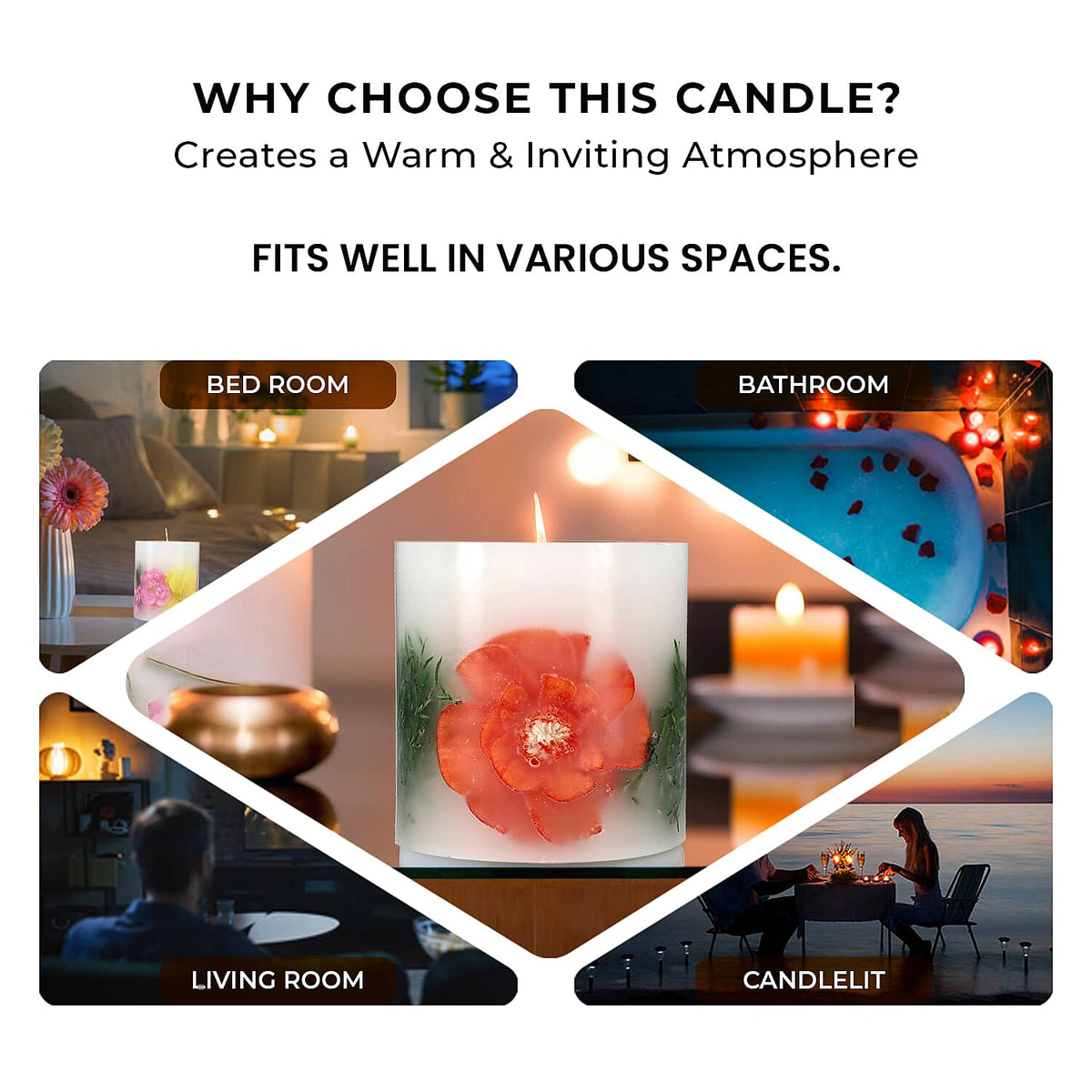 Botanical Pillar Candles with floral design (440 Gms) - Multi Color 7853534 6