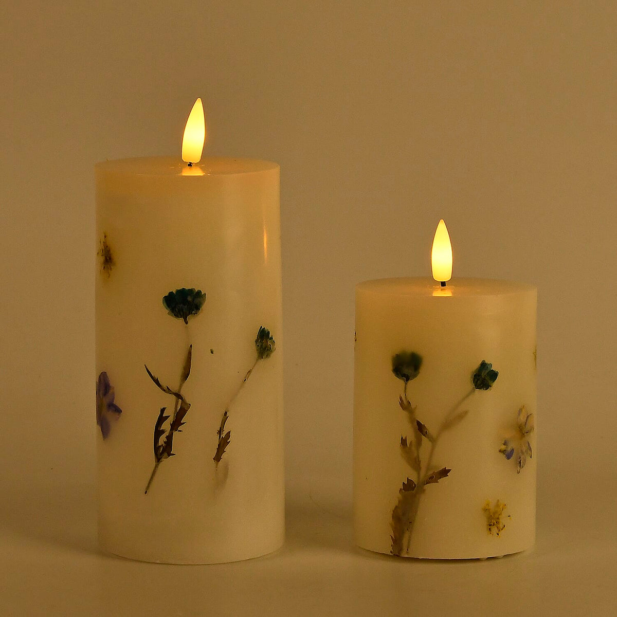 Set of 2 LED Wax Candle Lights Embedded with Dry Flower (2AA Battery not inc.) - Blue 7862041 5