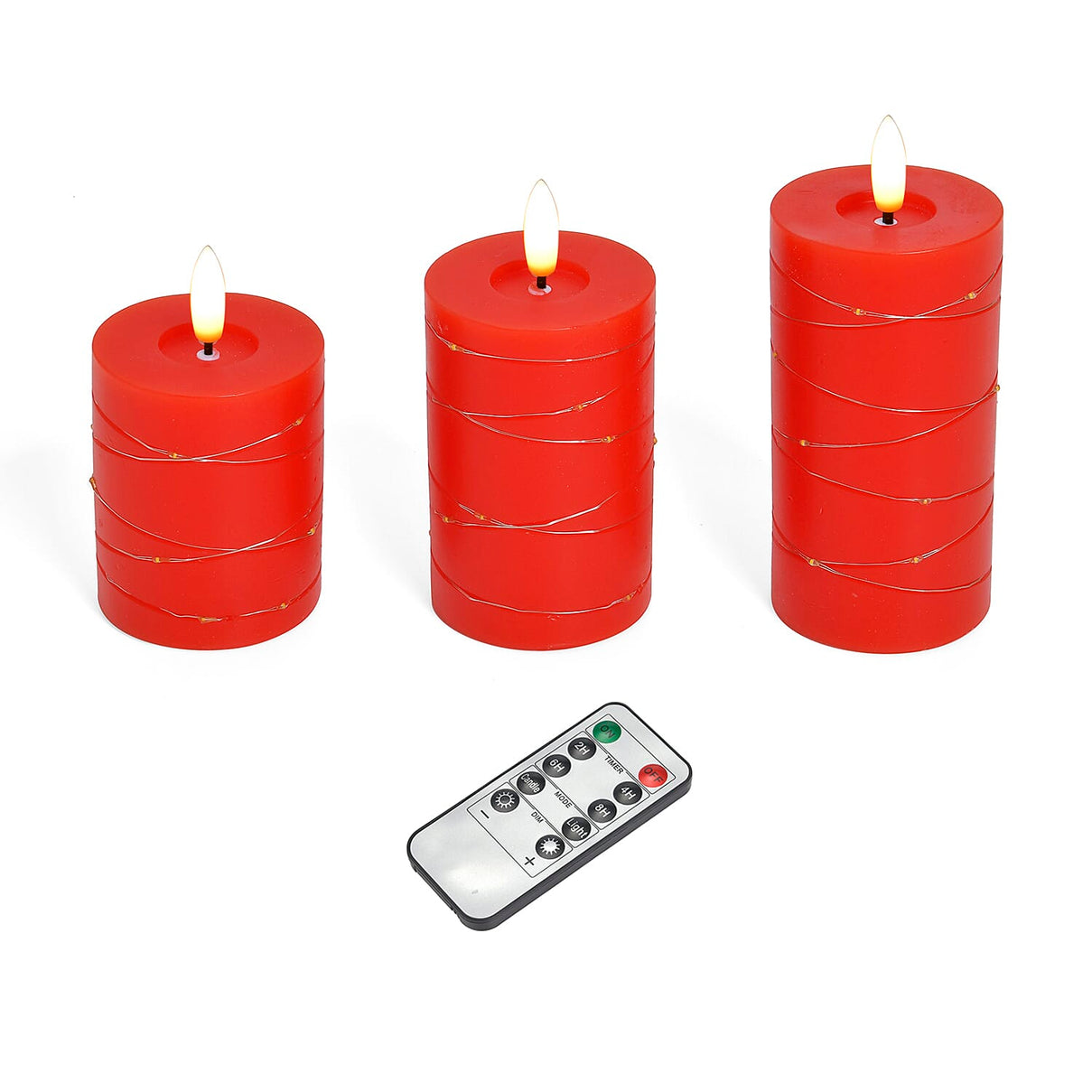 Set of 3 LED Candle with Remote (2AA Battery not inc.) - Red 7840915 0