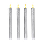 Set of 4 Flameless LED Candles (2 AAA Batteries,Not Incl.) - Silver