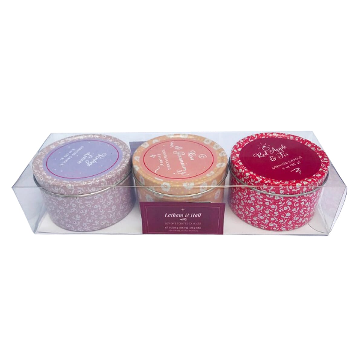 Latham &amp; Hall Pack of 3 Scented Tin Candles - Butterscotch Candle, Blue Cedar &amp; Fig and Rosemary &amp; Sage 7578197 0