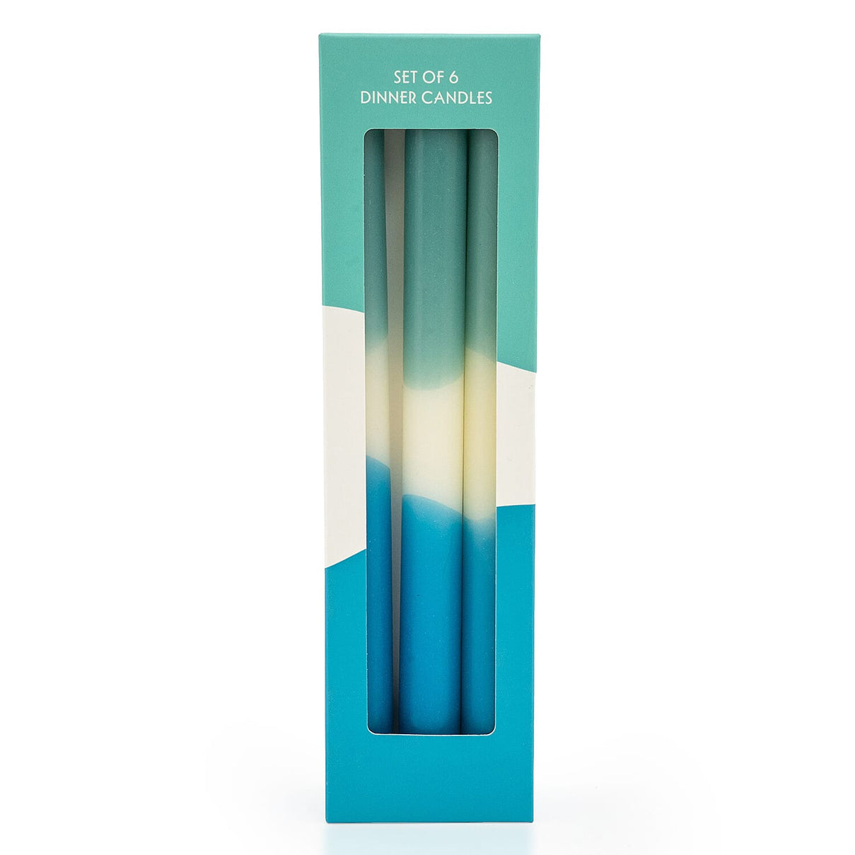 Set of 6 Two-Tone Teal Dinner Candles 8347083 0