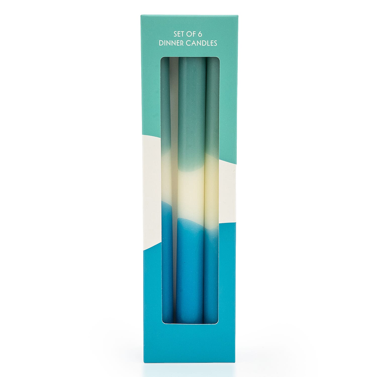 Set of 6 Two-Tone Teal Dinner Candles 8347083 0