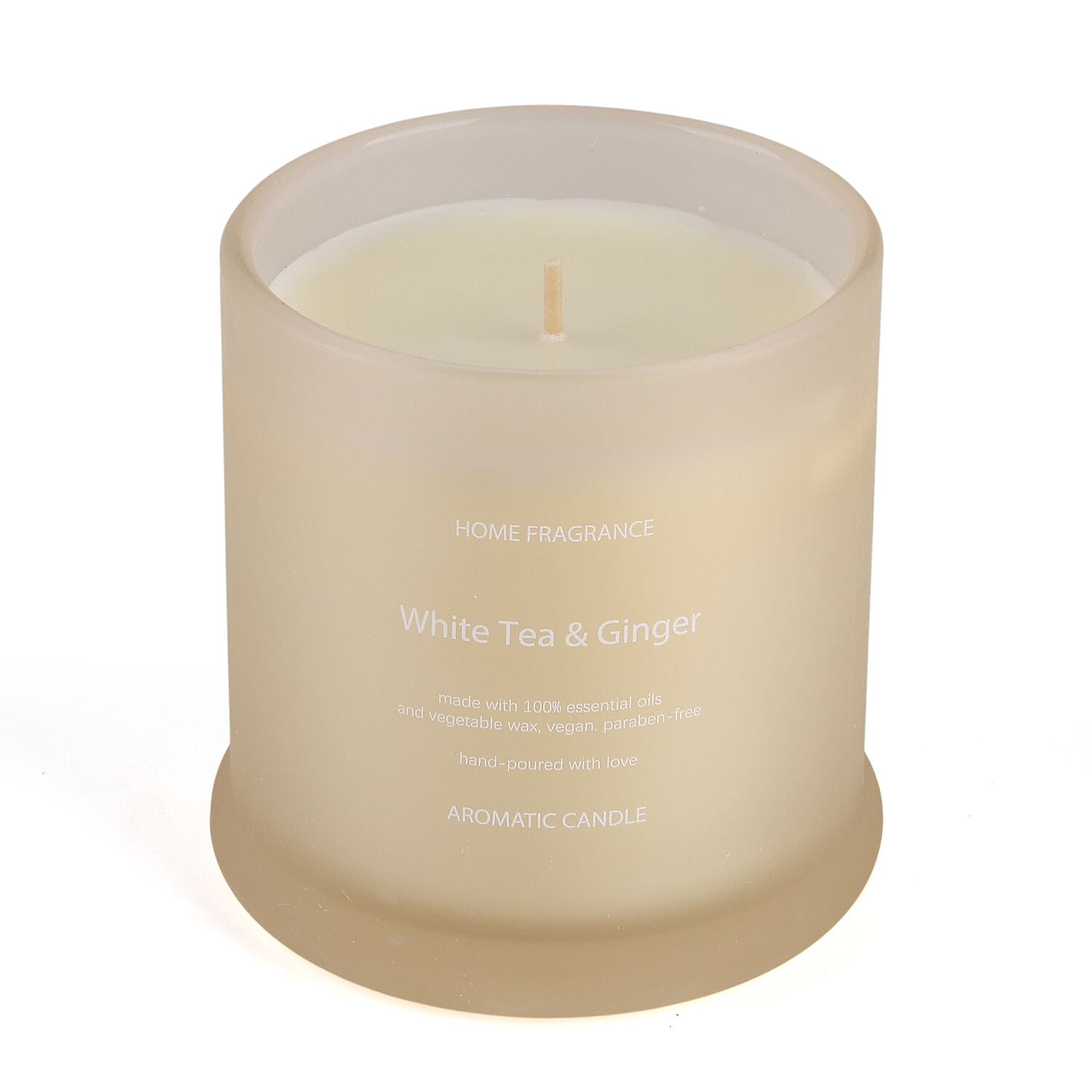 THE HOME LUXURY -- Tea - Ginger Scent Glass Jar Soy Candle with Burn Time upto 55 Hours - Cream 8216477 4