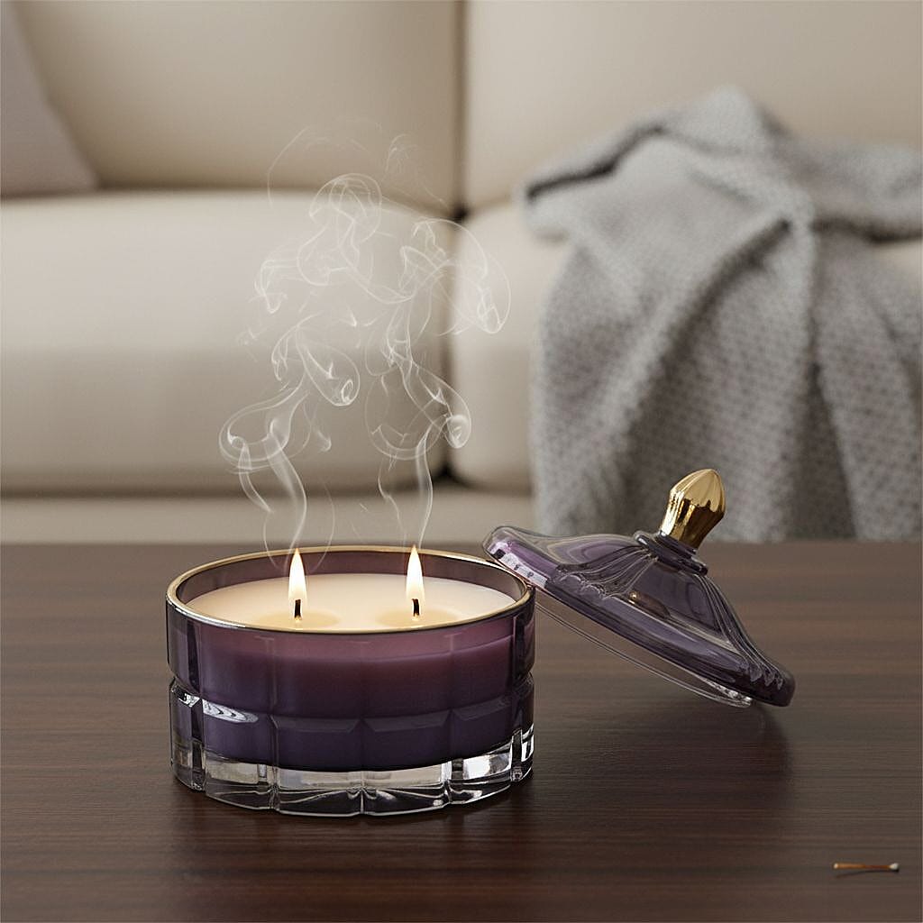 Aroma Glow Glass Jar Candles Lavender and Jasmine Scent (150g) (28hr Burn Time) - Purple 8196131 3