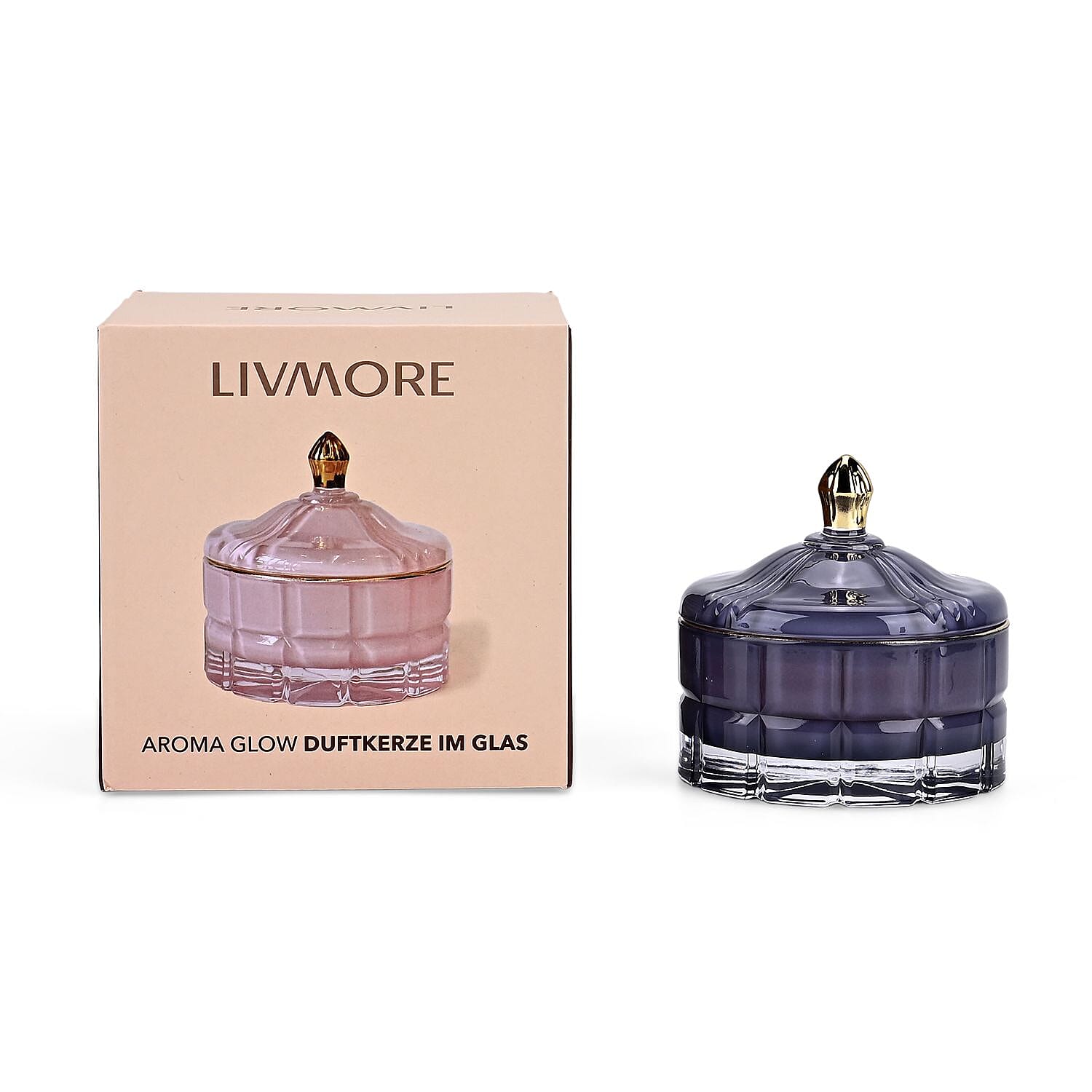 Aroma Glow Glass Jar Candles Lavender and Jasmine Scent (150g) (28hr Burn Time) - Purple 8196131 5