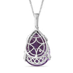 Rare Find - Amethyst Solitaire Pendant with Natural Zircon and Chain(Size 20) in Platinum Overlay Sterling Silver 50.10 Ct, Silver Wt 12.50 Gms