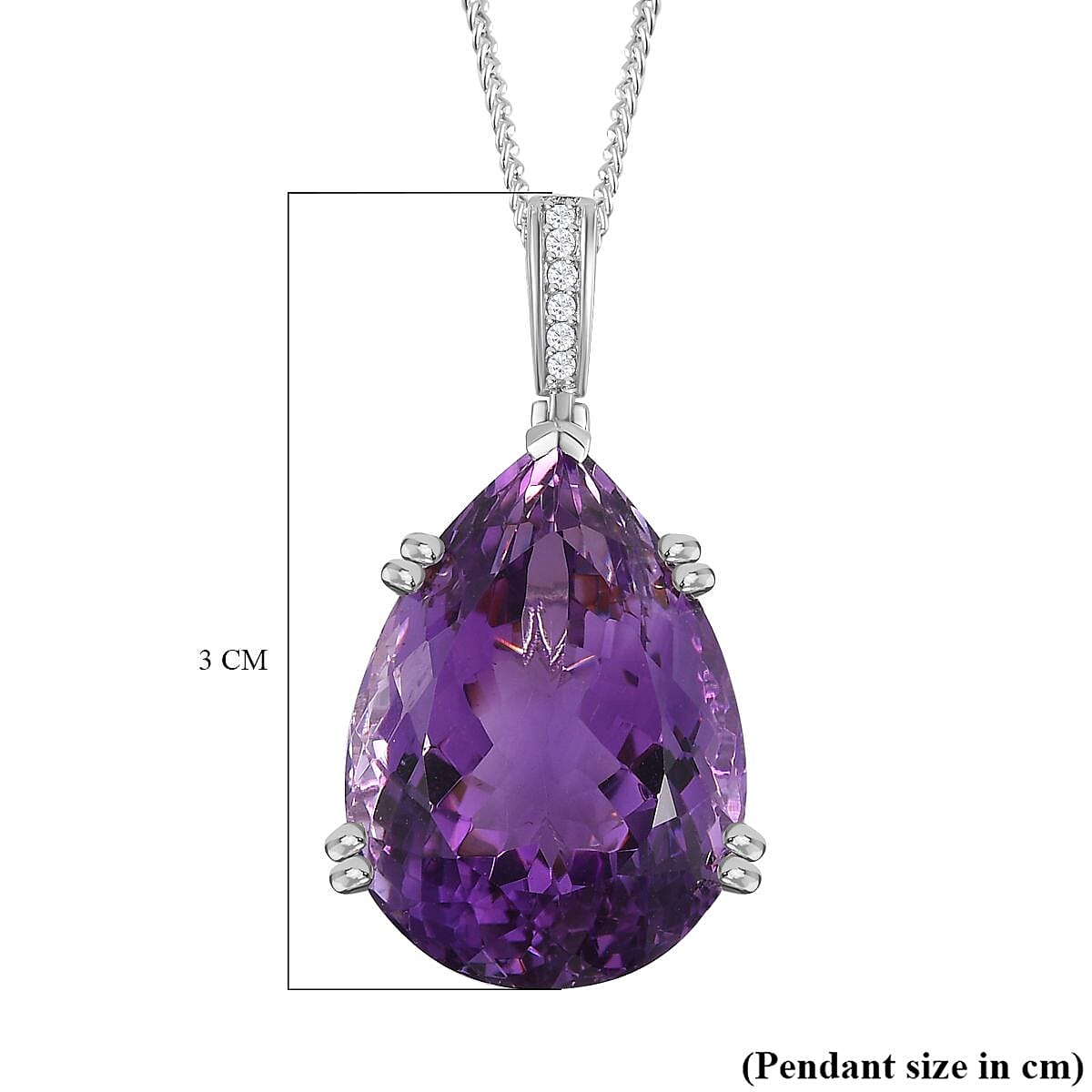 Rare Find - Amethyst Solitaire Pendant with Natural Zircon and Chain(Size 20) in Platinum Overlay Sterling Silver 4261596 6