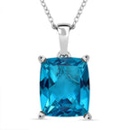 Capri Blue Quartz Pendant with Chain (Size 20) in Rhodium Overlay Sterling Silver 5.88 Ct.