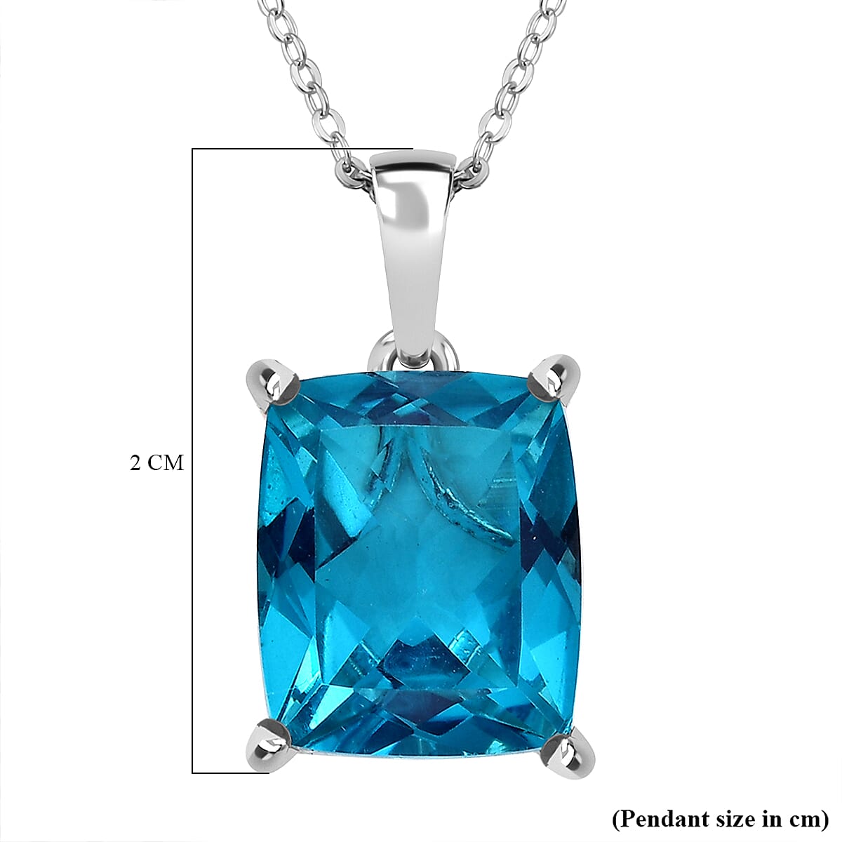 Capri Blue Quartz Pendant with Chain (Size 20) in Rhodium Overlay Sterling Silver 5.88 Ct. 4323343 6