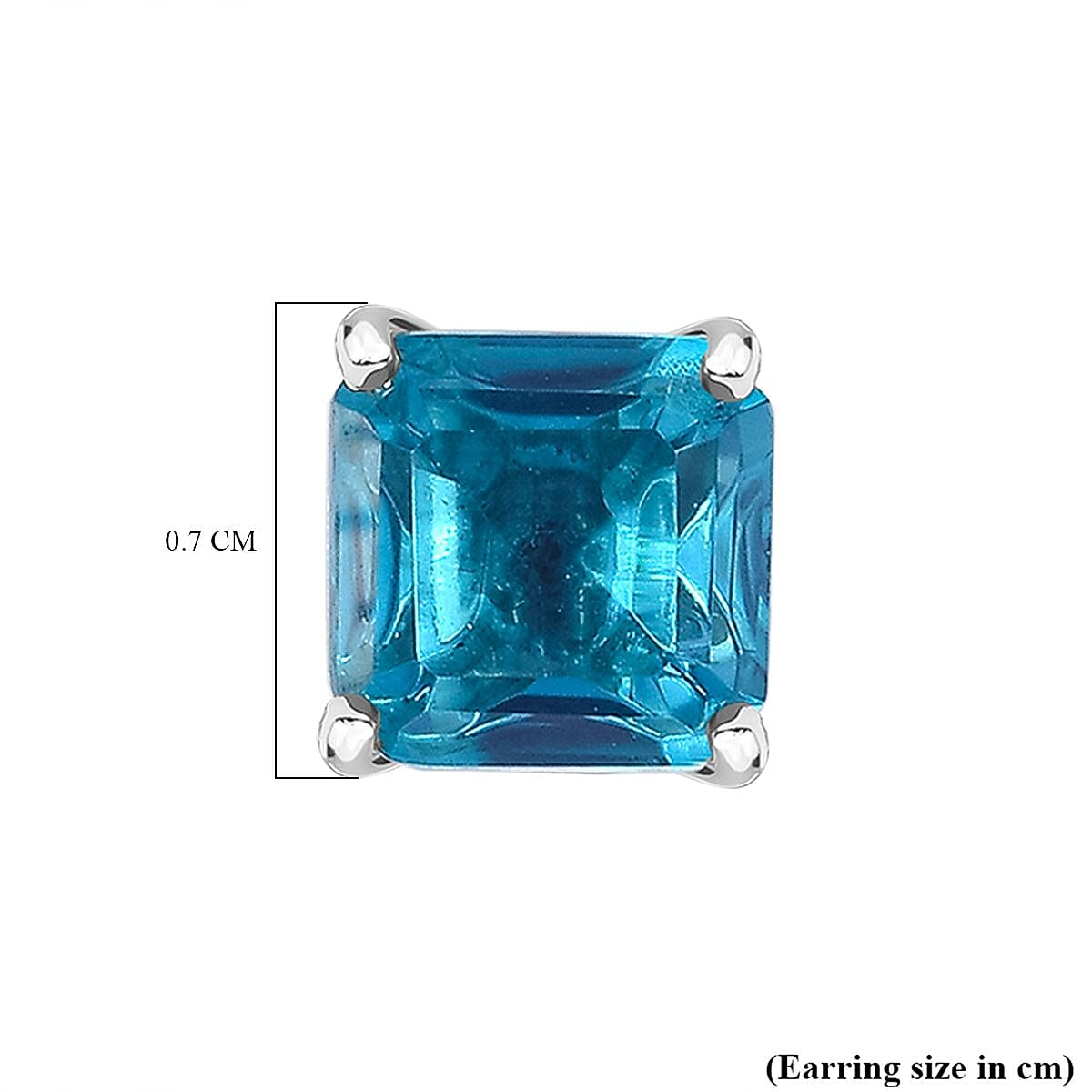 Capri Blue Triplet Quartz Stud Earrings in Platinum Overlay Sterling Silver 2.858  Ct. 7704702 5