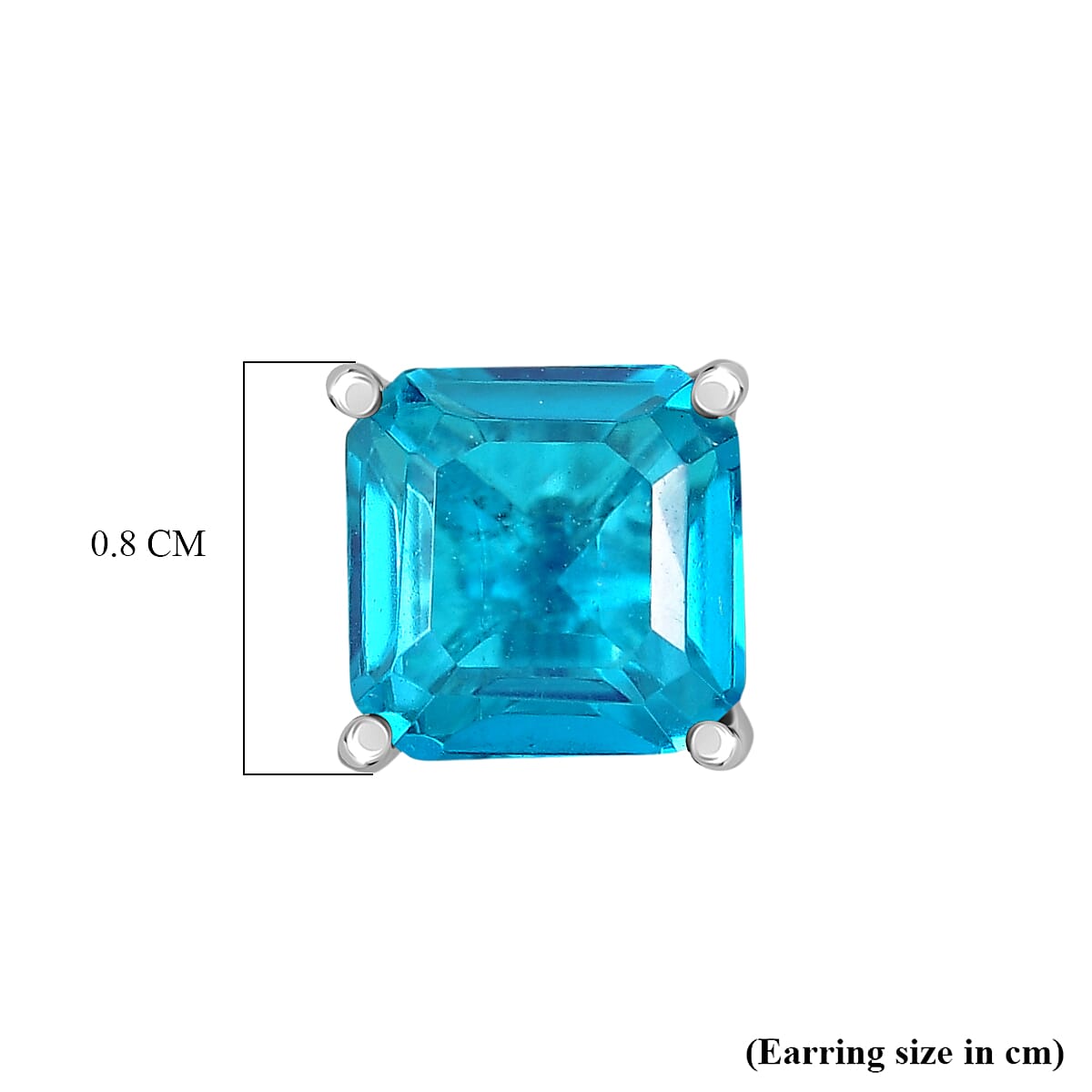 Capri Blue Triplet Quartz Solitaire Stud Push Post Earring in Platinum Overlay Sterling Silver 3.93 Ct. 8478484 5