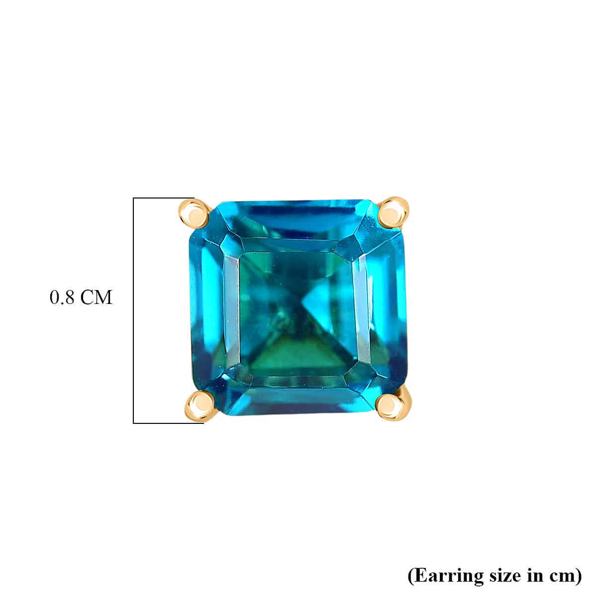 Capri Blue Triplet Quartz Solitaire Stud Push Post Earring in Yellow Gold Plated Sterling Silver 3.91 Ct. 8478485 5
